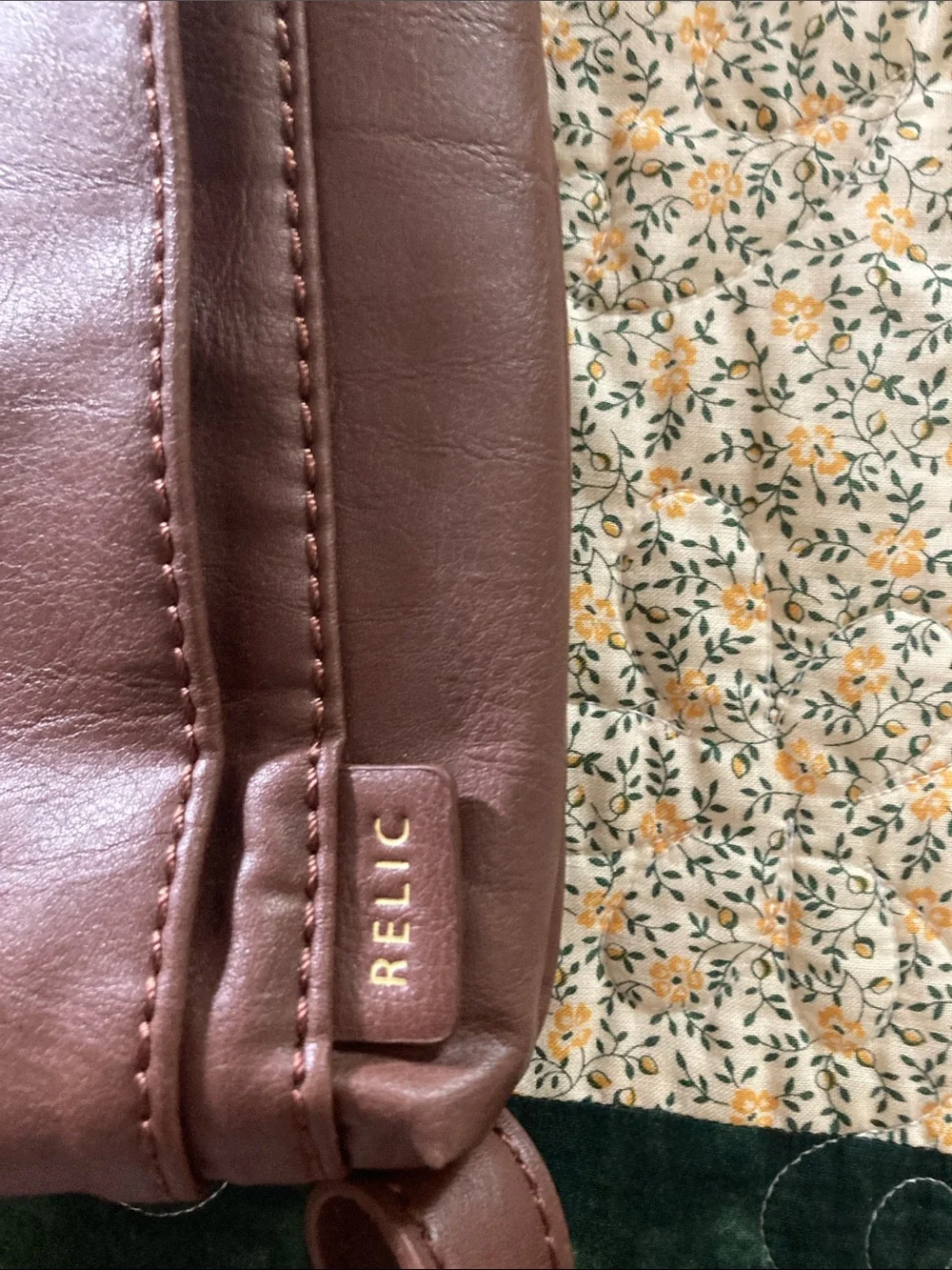 Relic brown vegan leather cross body shoulder purse flap front pocket, zipper